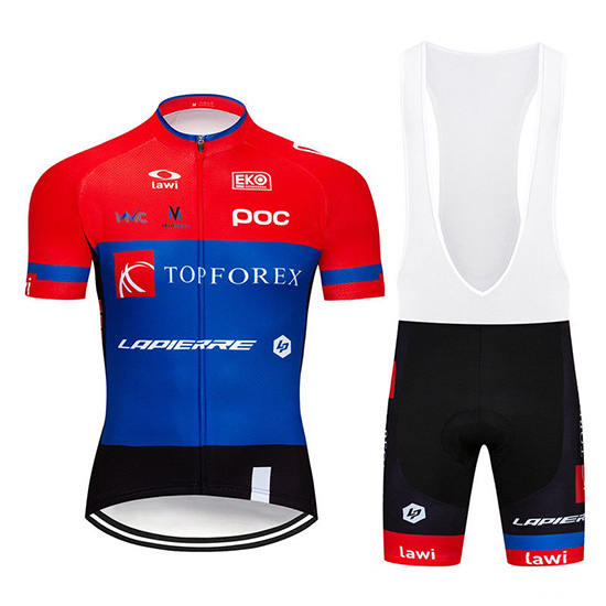 2019 Maillot Topforex Lapierre Tirantes Mangas Cortas Rojo Azul